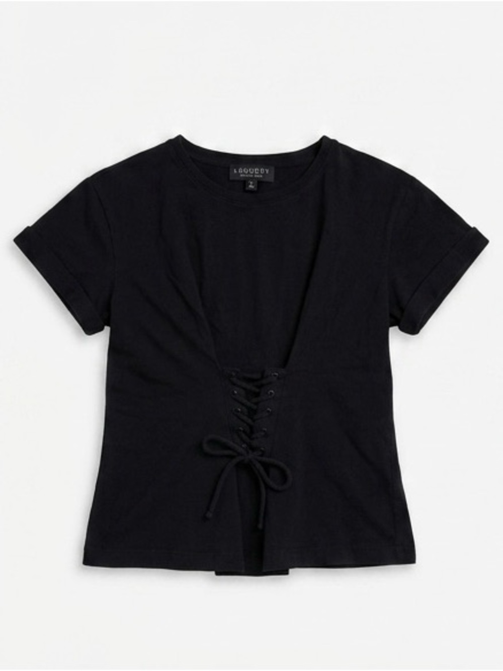 Laundry By Shelli Segal Black Lace-Up Corset Tee